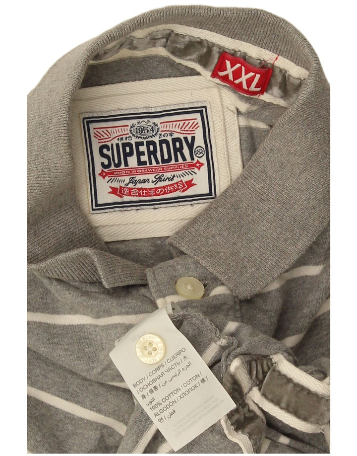 Superdry Polo Homme 2XL Gris Rayé Coton