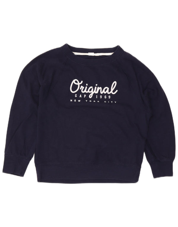 Gap Sweat-shirt graphique surdimensionné pour femme UK 10 Petit coton bleu marine
