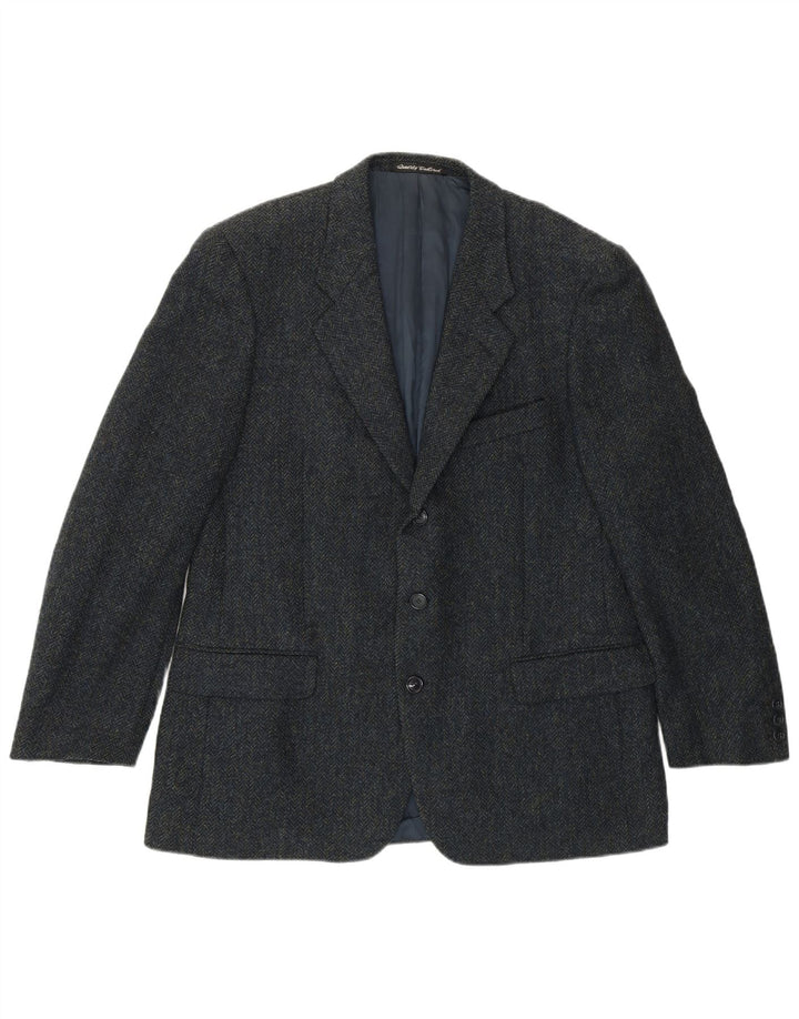 VINTAGE Veste Blazer 3 Boutons Homme IT 50 Grand Chevrons Bleu Marine