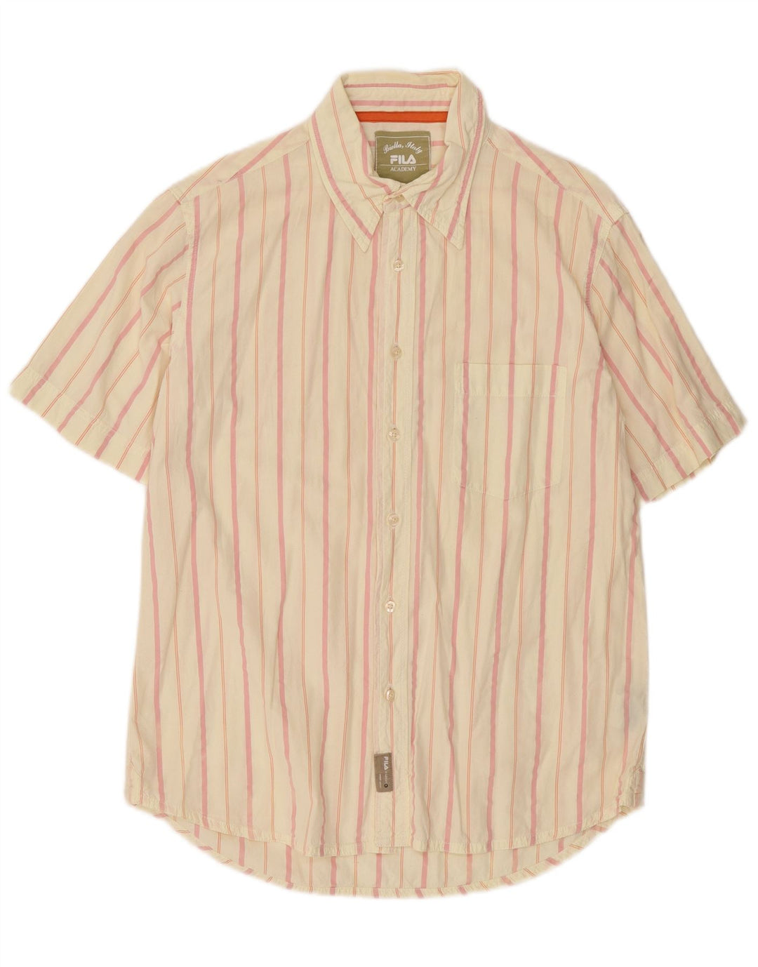 Fila Chemise à Manches Courtes Homme Blanc Cassé Coton Rayé