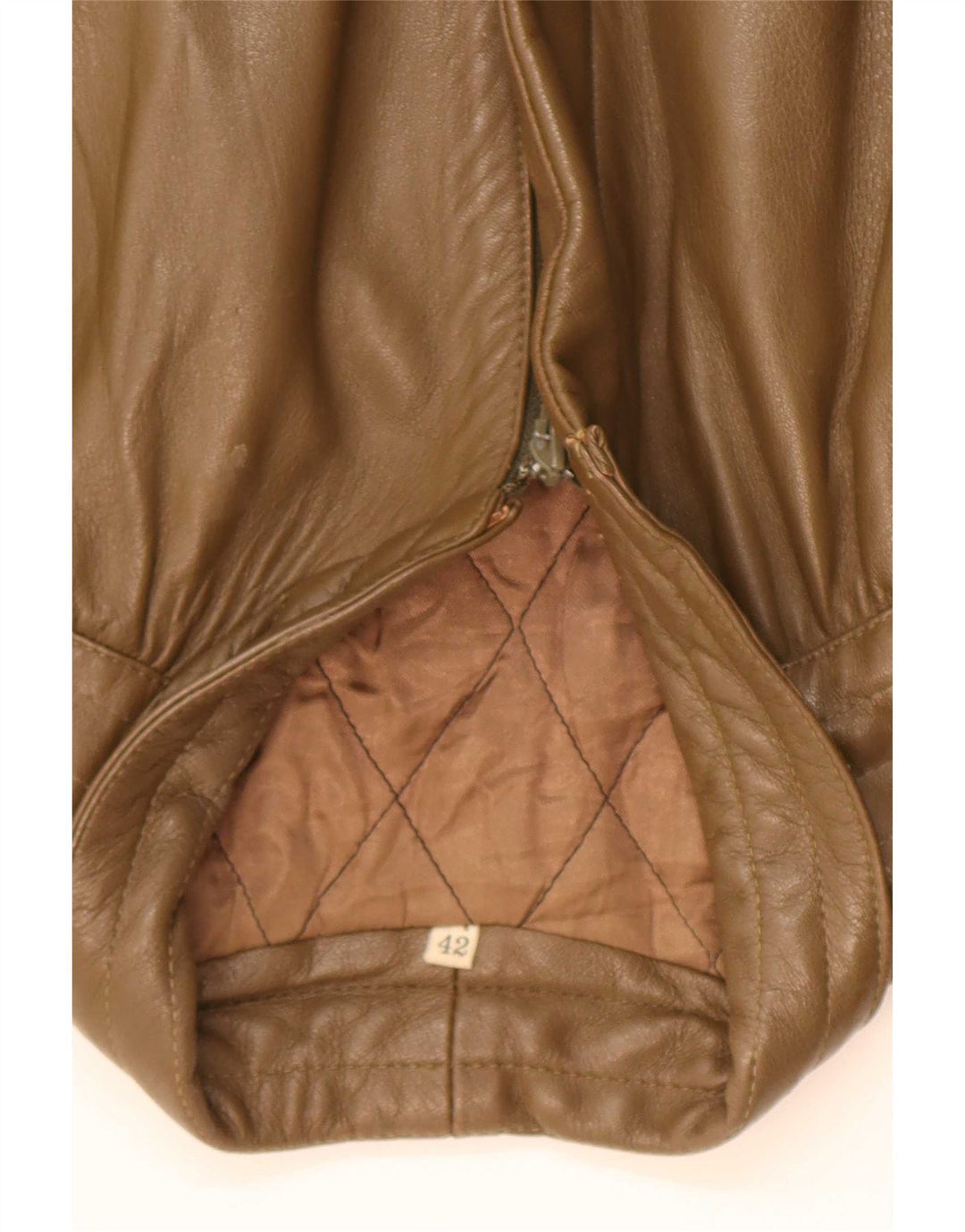 veste en cuir femme vintage IT 42 Kaki moyen