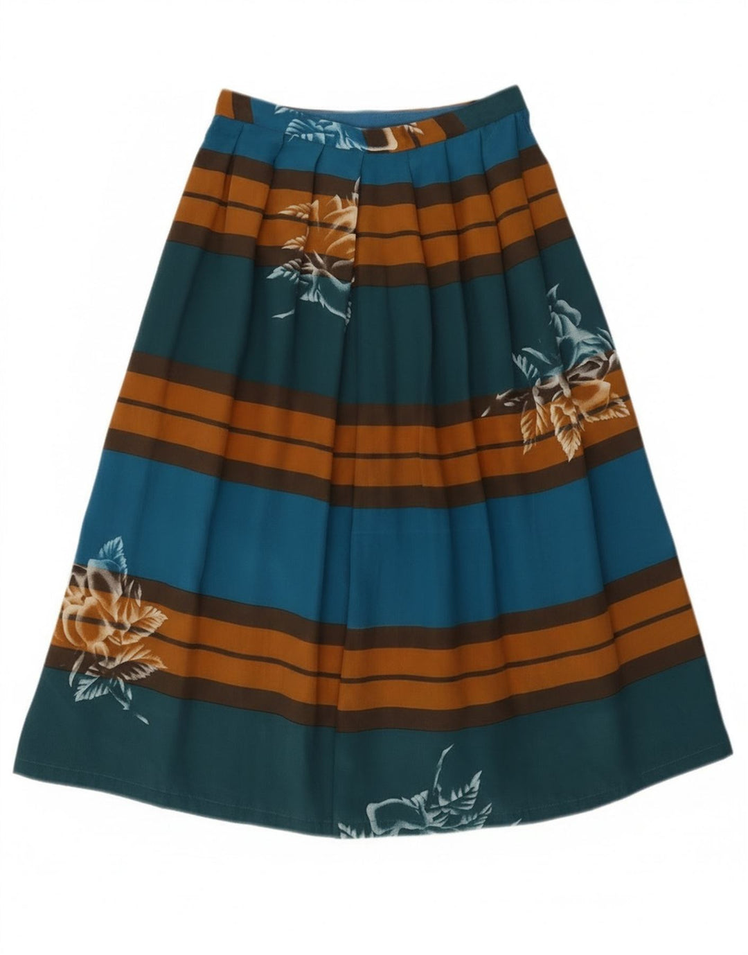 vintage Femmes Plissée A-Line Jupe W24 XS Multicolore Rayé