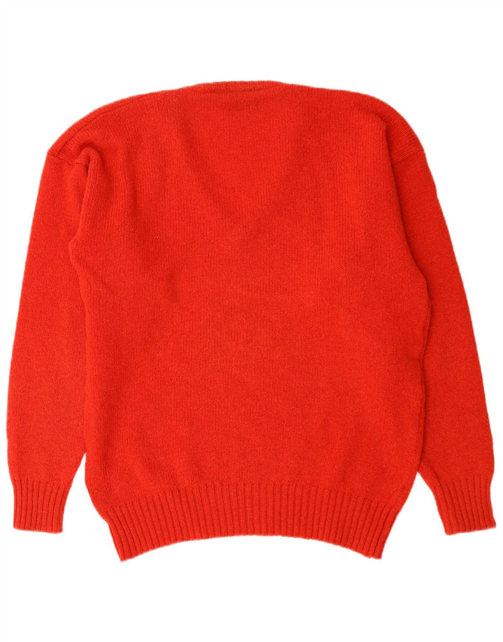 vintage Mens V-Col Jumper Pull Grande Laine Nouvelle Rouge