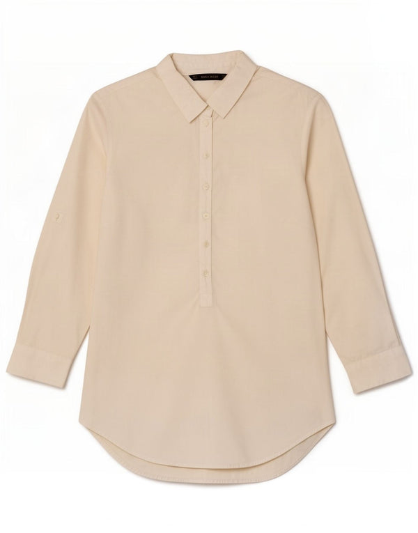 Zara Chemise pull à manches 3/4 pour femme UK 10 Small Blanc