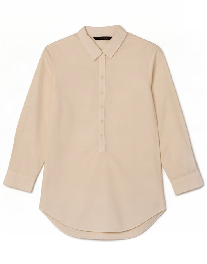 Zara Chemise pull à manches 3/4 pour femme UK 10 Small Blanc