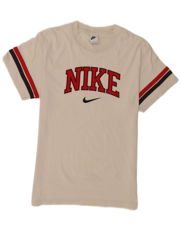 Nike Mens Graphic T-Shirt Top Petit Blanc Rayé Coton