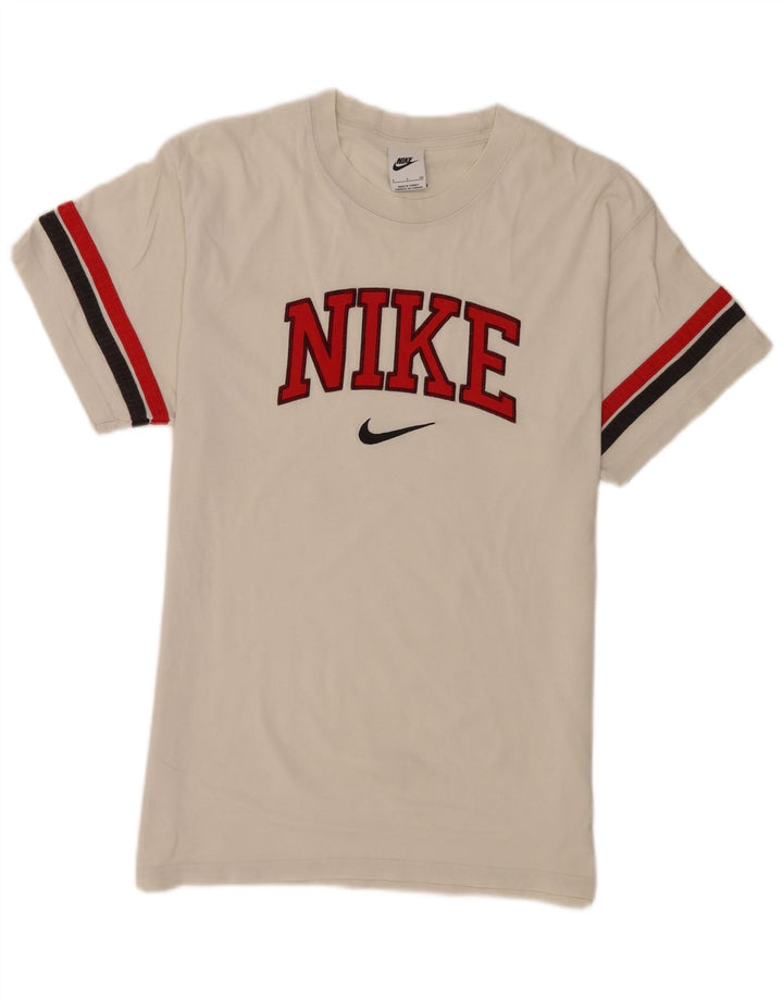 Nike Mens Graphic T-Shirt Top Petit Blanc Rayé Coton