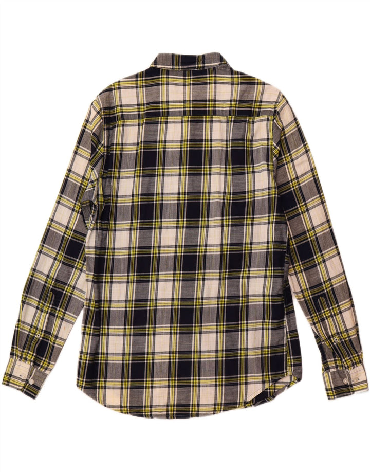 Benetton Chemise À Carreaux Grand Carreau Bleu Marine En Coton