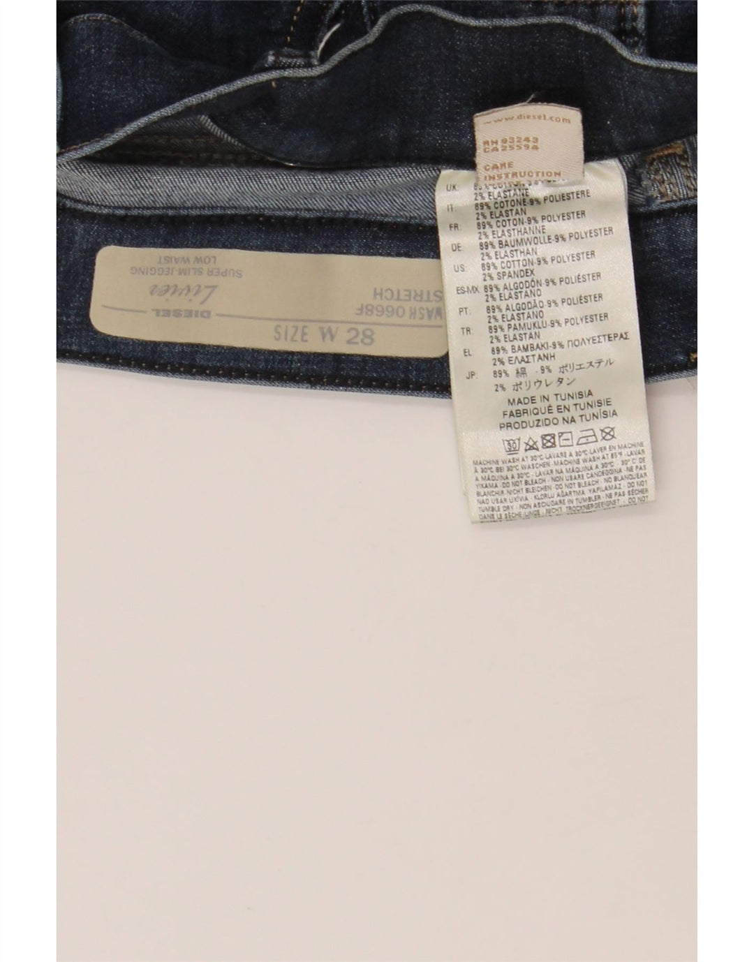 DIESEL Femme Livier Jean Jegging Taille Basse Super Slim W28 L34 Bleu