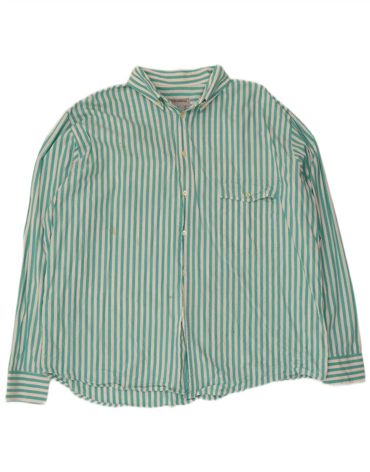 chemise homme vintage 2XL Turquoise Rayé