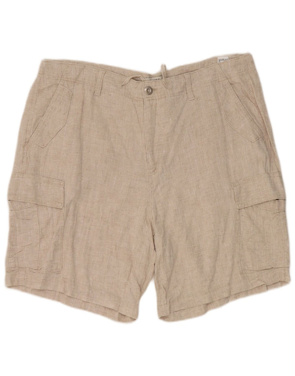 Marks & Spencer Womens Cargo Shorts UK 18 XL W38 Beige Linen