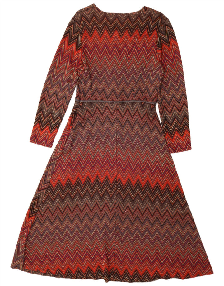 Donatella Robe longue à manches longues pour femme IT 44 Chevron multicolore moyen