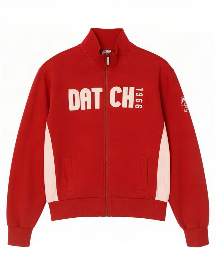 Datch Veste de survêtement graphique pour homme en coton color block Rouge Taille L