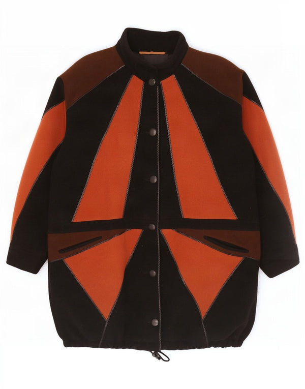 Philippe Vallereuil Manteau Femme UK 18 XL Noir Colourblock Laine Vierge