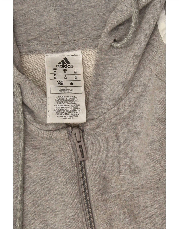 Adidas Pull à capuche zippé coupe régulière pour homme en coton gris moyen