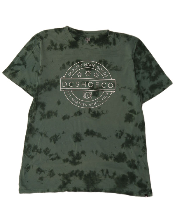 DC T-Shirt Graphique Homme Top XL Vert Tie Dye Coton