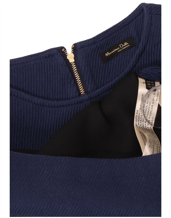 Massimo Dutti Robe fourreau sans manches pour femme EU 42 Grande laine bleu marine