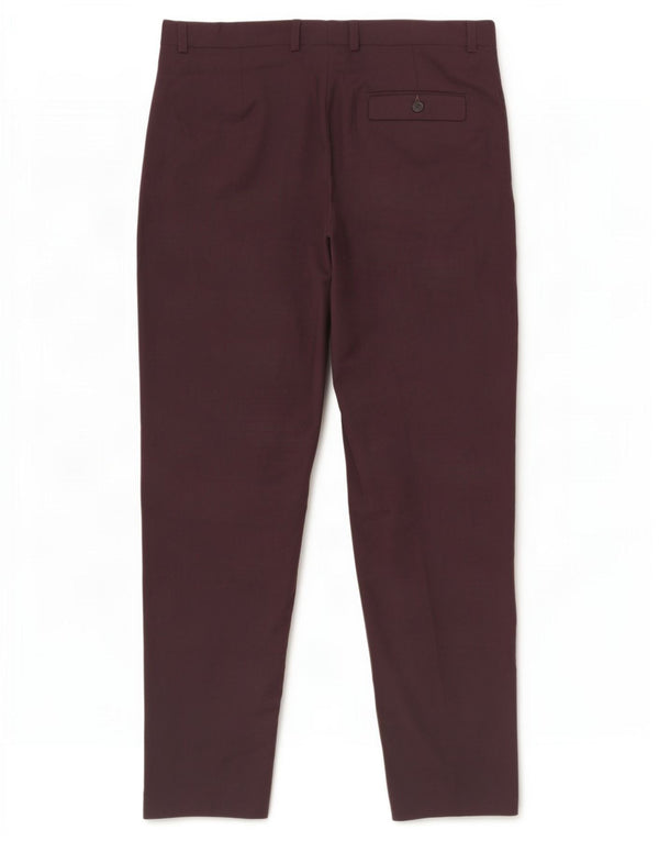 Topshop Pantalon de costume slim pour femme UK 12 Medium W30 L27 Bordeaux Polyester