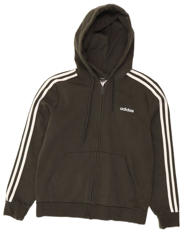 Adidas Pull à capuche zippé pour femme UK 16/18 Grand Kaki Coton
