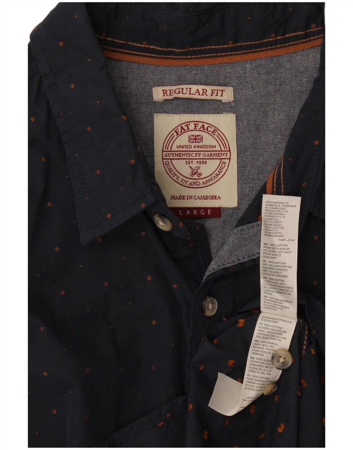 Chemise Regular Fit Homme Fat Face Coton à Pois Bleu Marine Large
