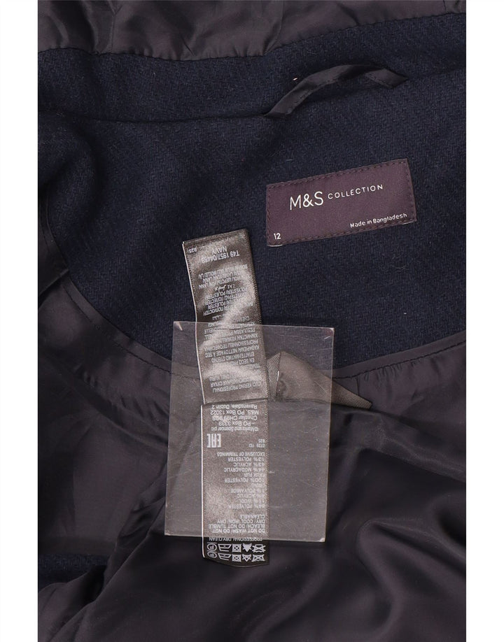 Marks & Spencer Duffle-coat à capuche pour femme UK 12 en laine bleu marine moyen