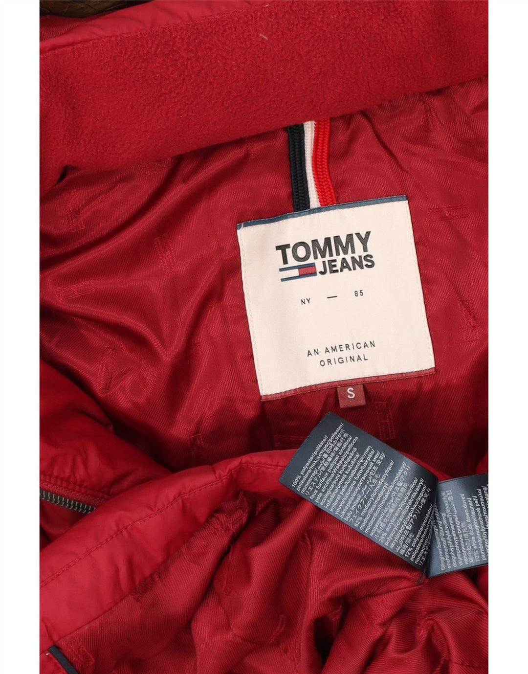 Tommy Hilfiger Veste matelassée à capuche pour femme UK 10 Small Rouge Polyester