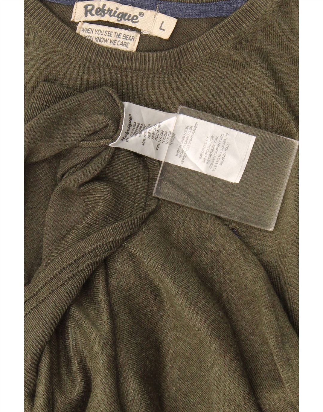 Refrigiwear Pull à col rond pour homme en viscose kaki