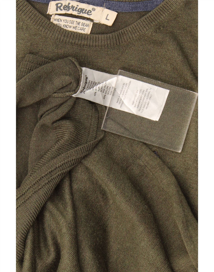Refrigiwear Pull à col rond pour homme en viscose kaki