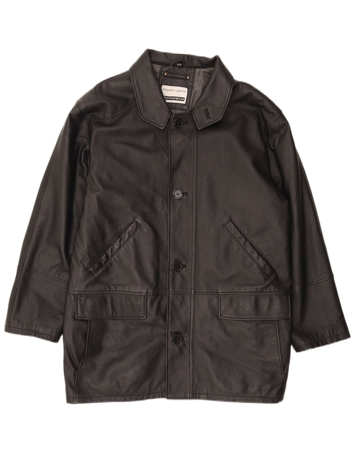 ROVER&LAKES Manteau en Cuir Homme IT 48 Cuir Noir Moyen