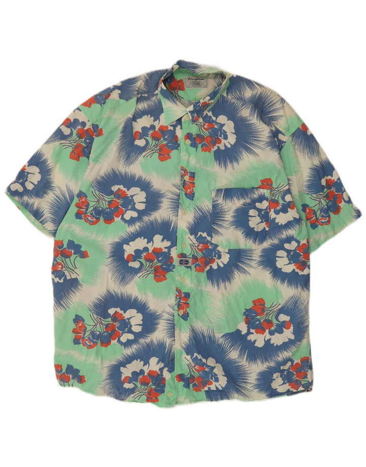 UNIFORM Chemise à manches courtes pour homme XL en coton floral vert