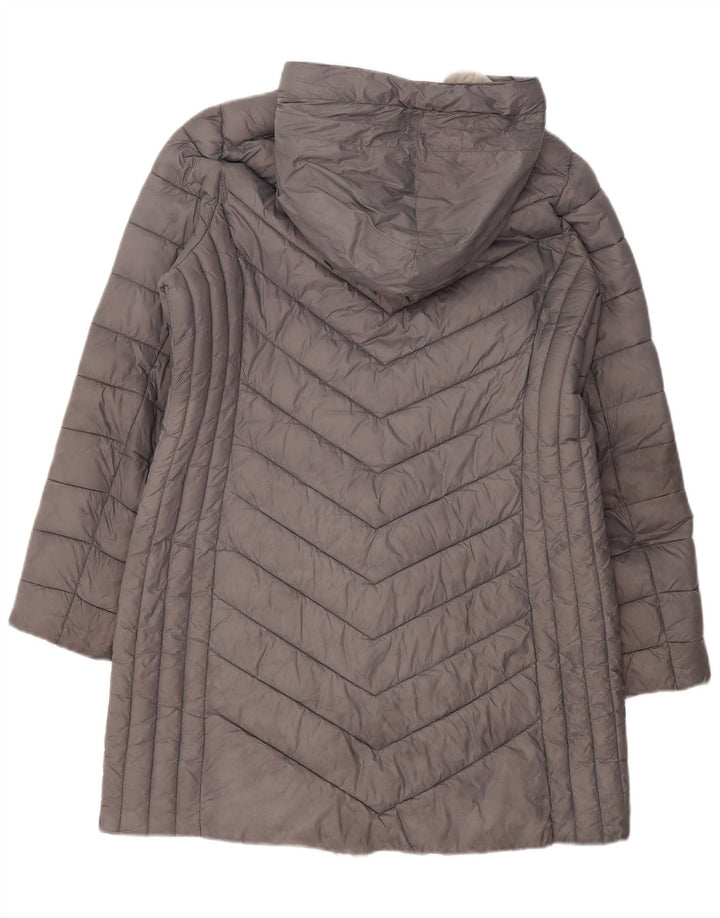 MICHAEL KORS Manteau rembourré à capuche pour femme UK 16 Large Nylon gris
