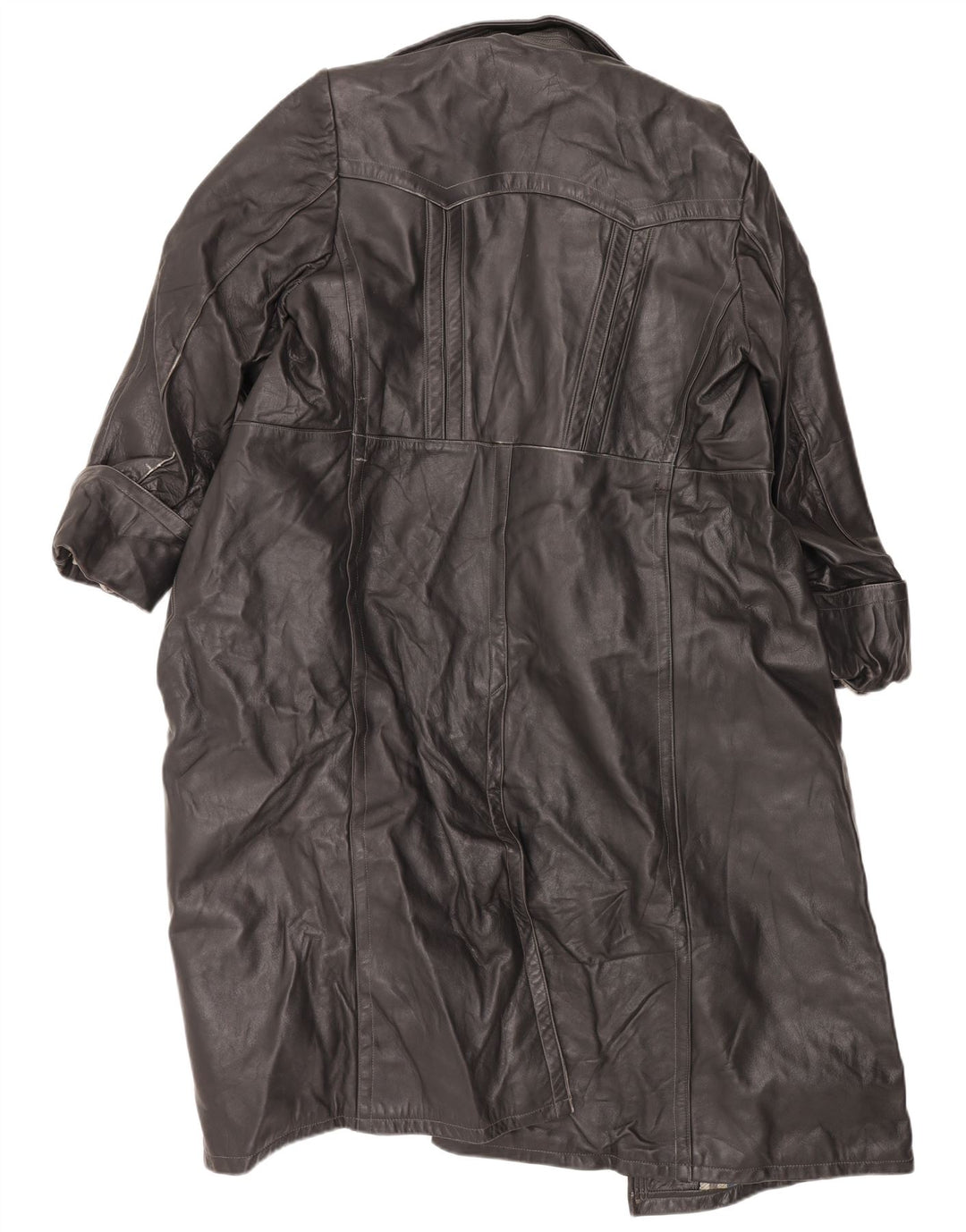 VINTAGE Trench en cuir homme UK 38 Cuir noir moyen