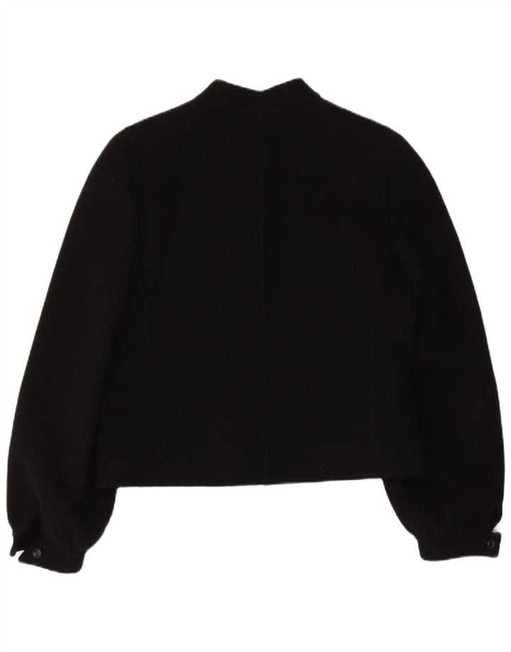 Veste Bomber Femme Vintage IT 46 Grande Laine Noire
