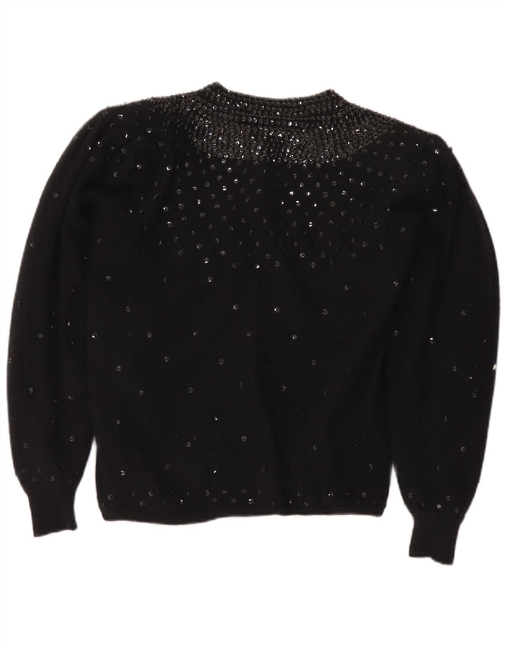 Silvy Cardigan Femme Pull IT 44 Laine d'Agneau Noir Moyen