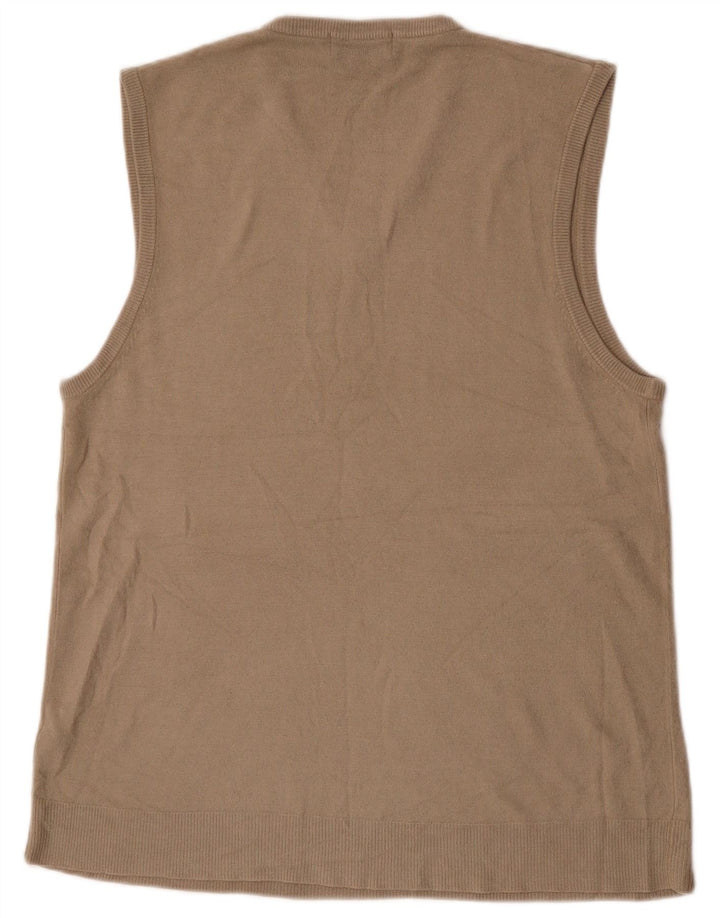 Marks & Spencer Débardeur Blue Harbor Vest pour hommes, grand, en acrylique beige