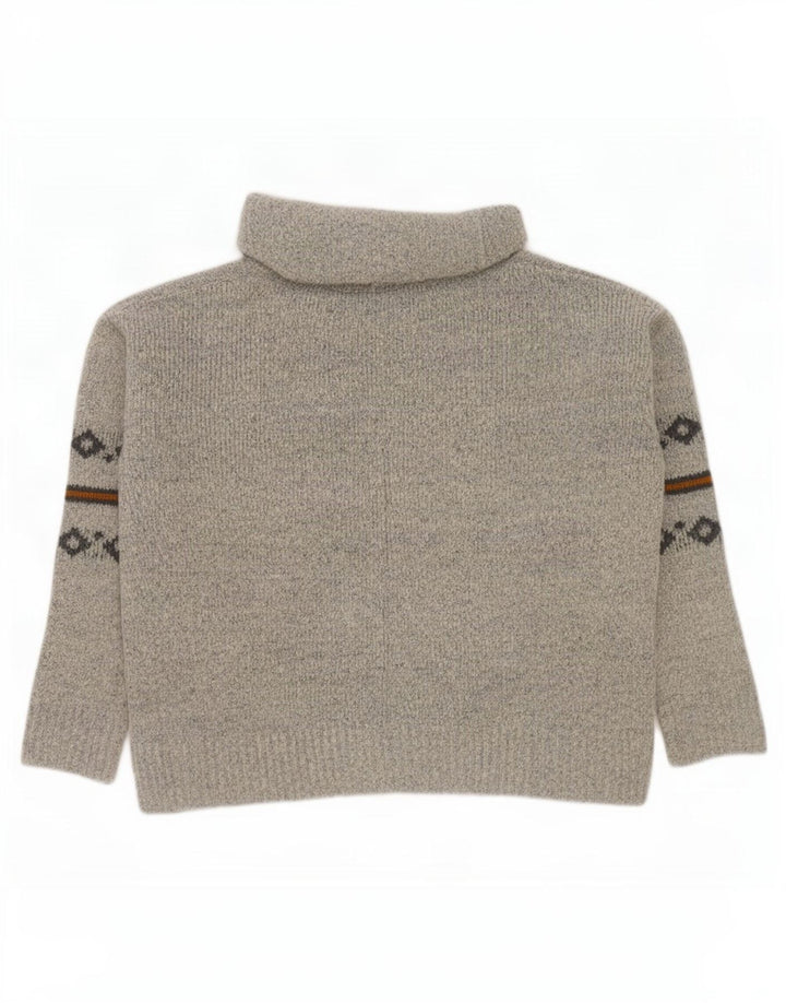 Weird Fish Pull col roulé pour femme UK 14 Large Gris Fair Isle