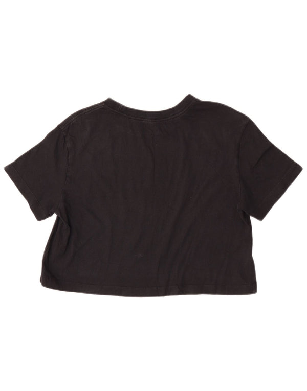 Nike Womens Crop Graphic T-Shirt Top UK 10 Petit Noir Coton