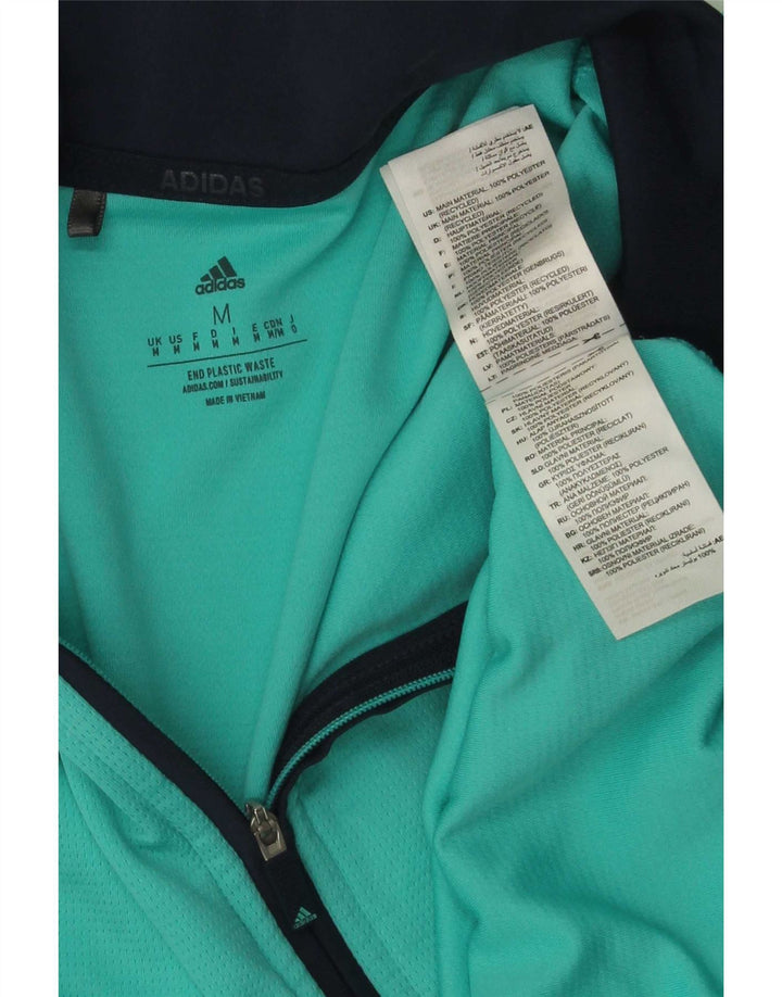 Adidas Haut de survêtement à col zippé pour homme Polyester Turquoise moyen