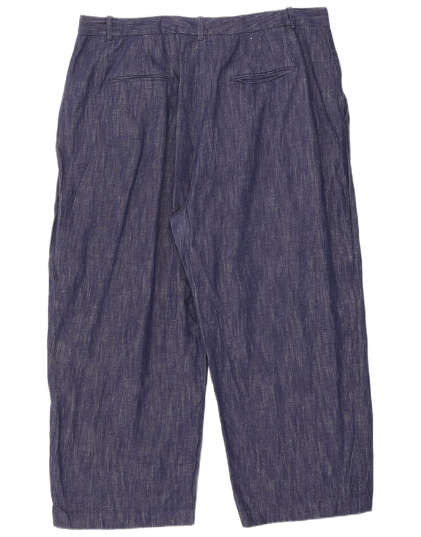 Marks & Spencer Pantalon court pour femme UK 22 3XL W41 L25 Bleu marine