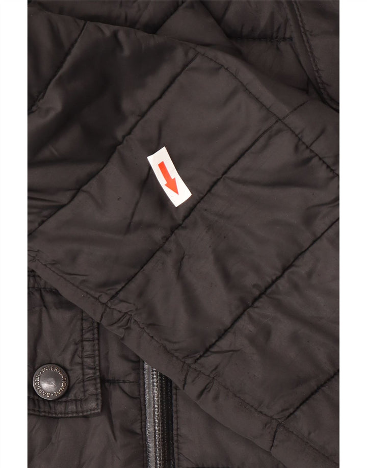 Barbour Veste matelassée à capuche pour homme UK 40 Large Noir Polyester