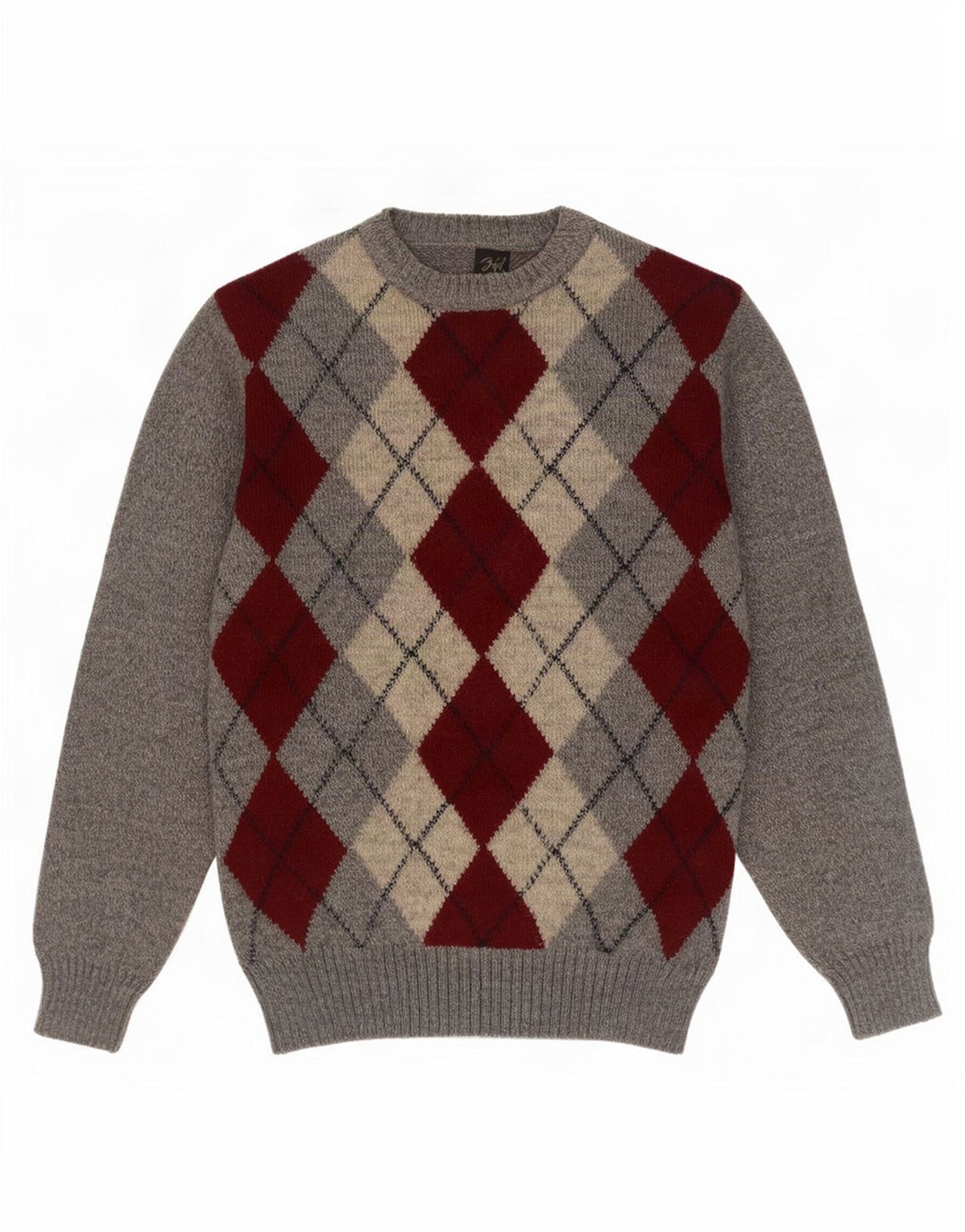 Rodes Pull col rond homme IT 48 Gris moyen Argyle/Diamant