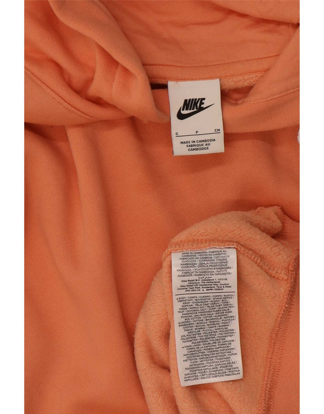 Nike Pull à capuche pour homme Petit coton orange