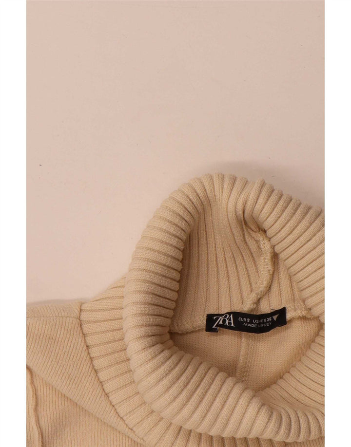 Zara Femme Gilet Débardeur UK 10 Petit Beige Polyester