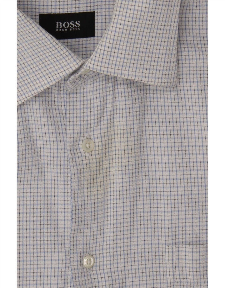 Hugo Boss Chemise homme Taille 41 15 Coton à carreaux bleu moyen