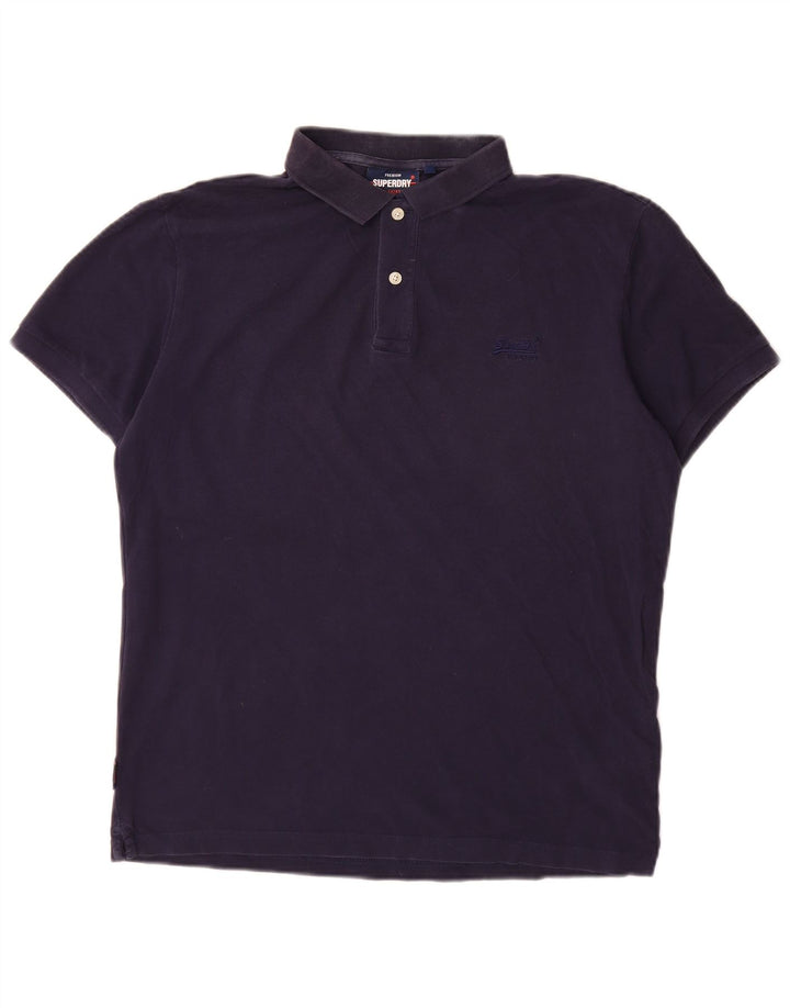 SUPERDRY Polo Homme Large Bleu Marine Coton