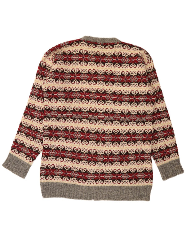 vintage Mens Crew Neck Jumper Pull Moyen Multicolore Classique
