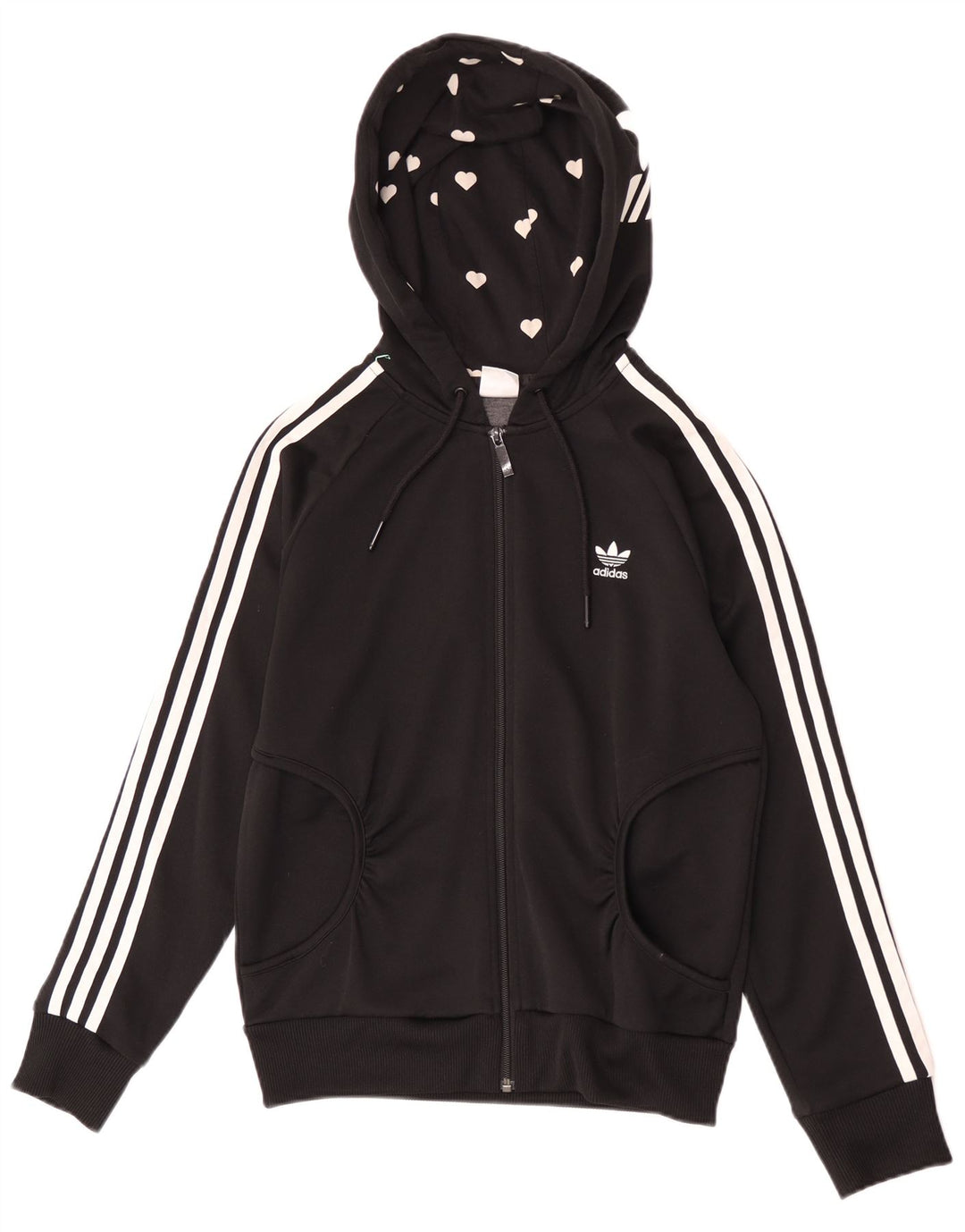 Adidas Pull à capuche zippé graphique pour femme IT 40 Petit Noir Polyester