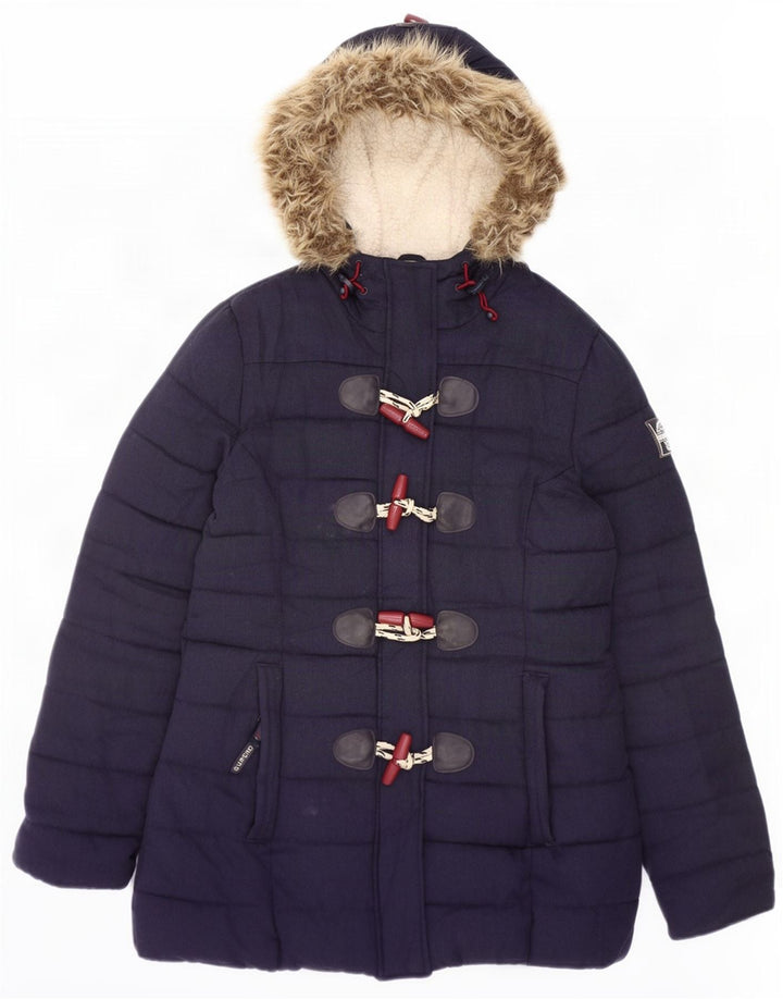 Superdry Veste de sport rembourrée à capuche pour femme UK 12 Bleu marine moyen