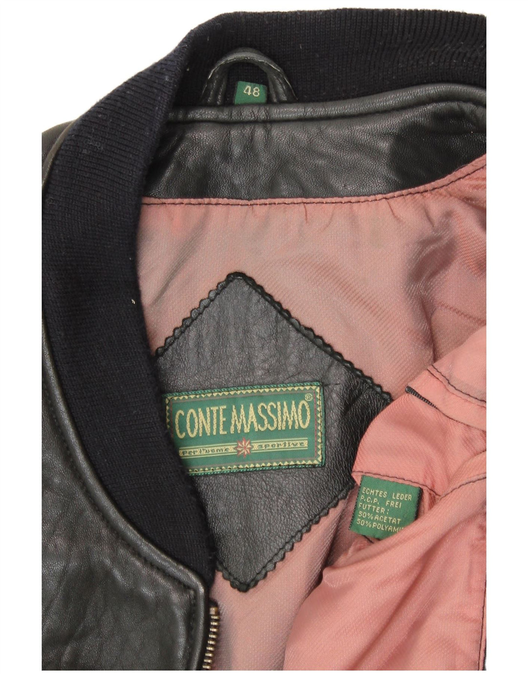 Conte Massimo Veste Bomber Coupe Ample Homme IT 48 Cuir Noir Moyen