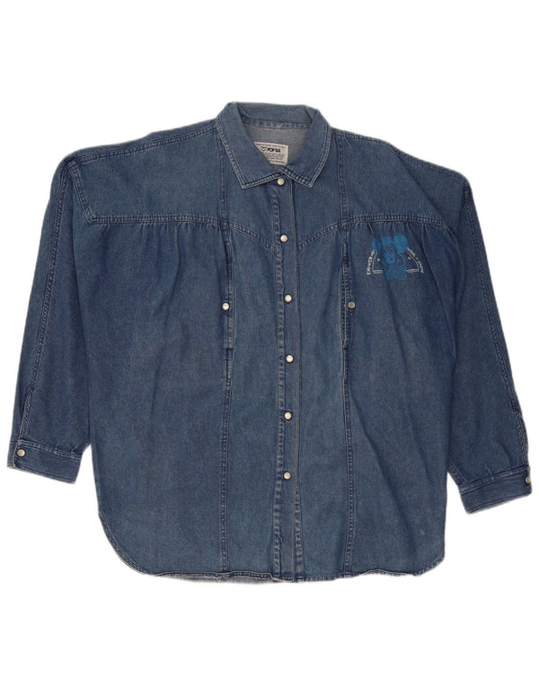 POP 84 Chemise en jean surdimensionnée pour femme UK 14 Bleu moyen Coton